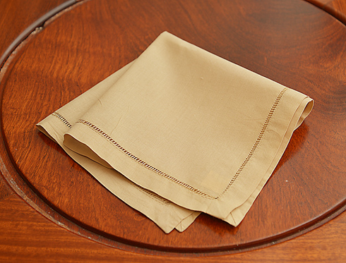Hemstitch Handkerchief with Soybean colored